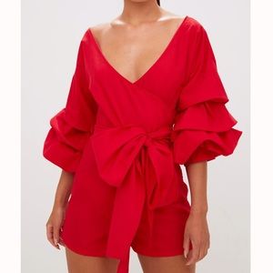 Red Frill Romper